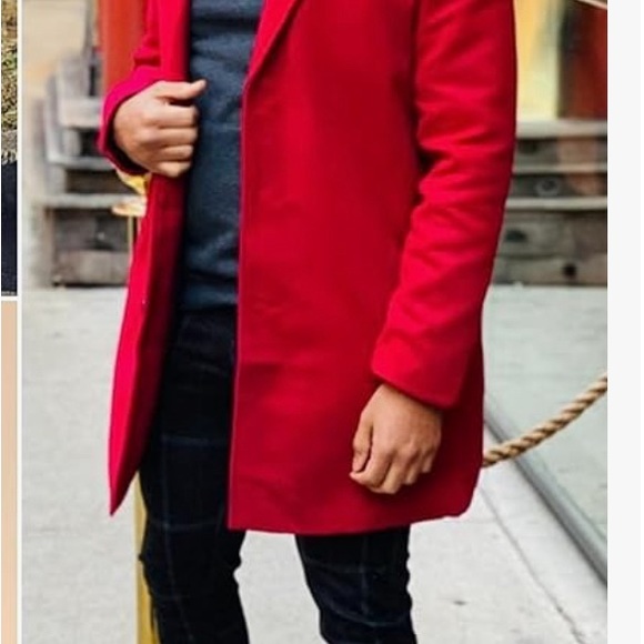 Springrain Men's Notched Lapel Single Breasted Long Pea Coat Trench Coat XL - Picture 8 of 12